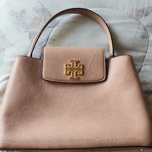 Tory Burch Gold Logo Tan Shoulder Bag